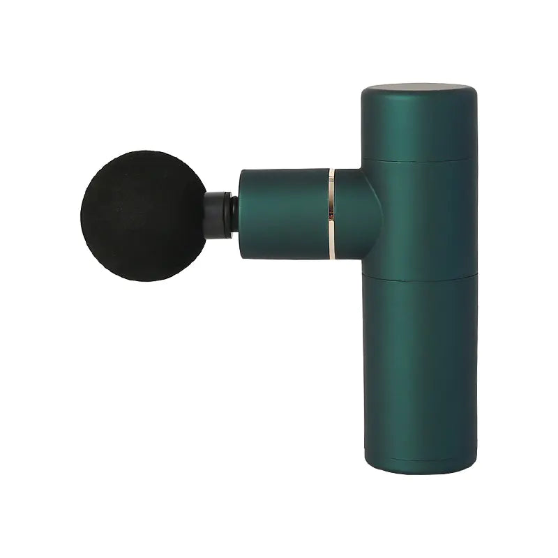 Compact Muscle Soother Mini Gun in teal color with a black massage head for muscle recovery.