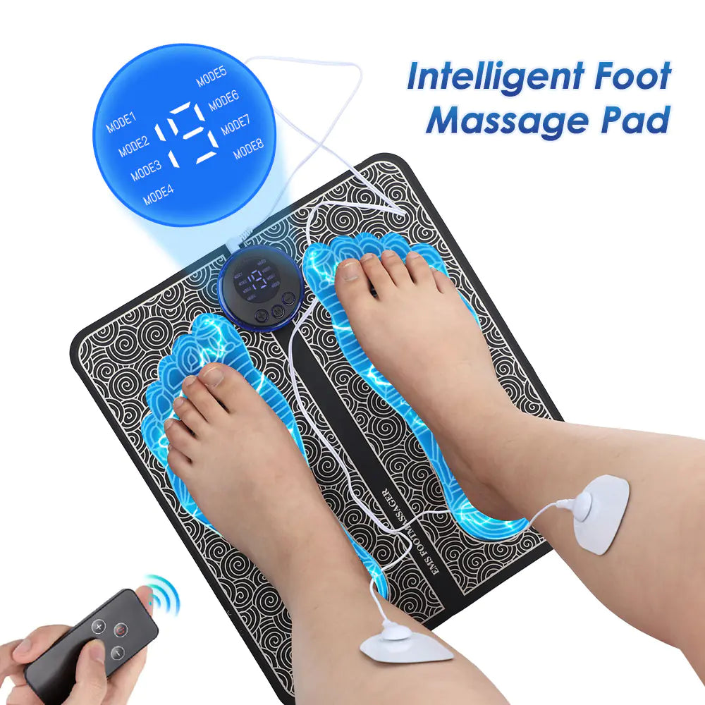 8-Mode Electro Relaxation Foot Pad for soothing relief with intelligent controls and multiple massage modes.