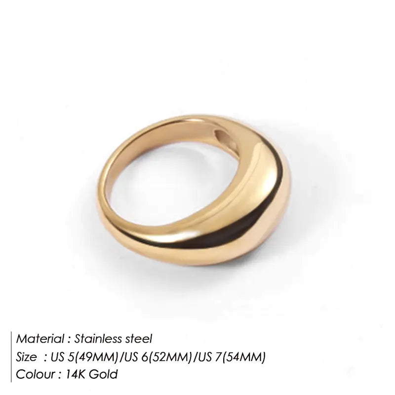 Sleek Gold Stainless Ring - Euro-American Style showcasing a durable geometric design in 14K gold finish.