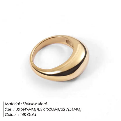 Sleek Gold Stainless Ring - Euro-American Style showcasing a durable geometric design in 14K gold finish.