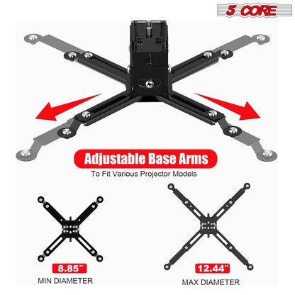 5Core Projector Mount Ceiling Wall Universal Holder Adjustable Low Pro