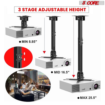 5Core Projector Mount Ceiling Wall Universal Holder Adjustable Low Pro