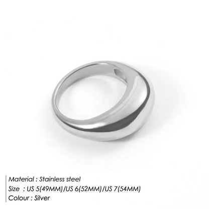 Sleek Gold Stainless Ring - Euro-American Style showcasing a smooth, modern stainless steel design.