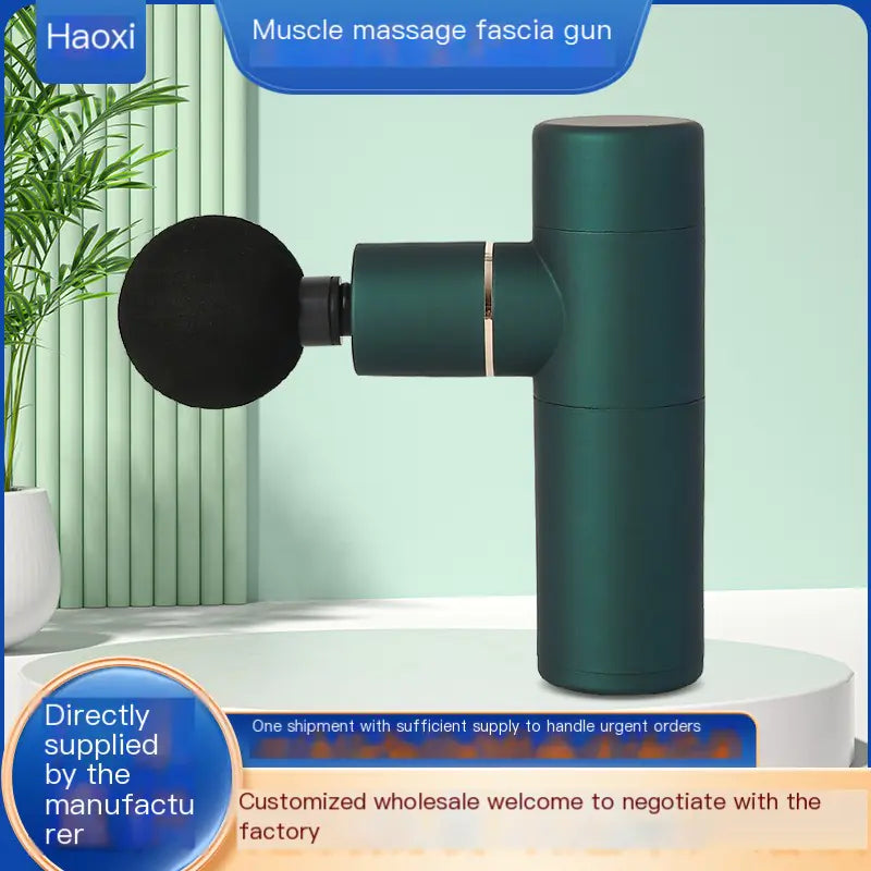 Compact Muscle Soother Mini Gun in green, a portable massage gun for muscle recovery and tension relief.